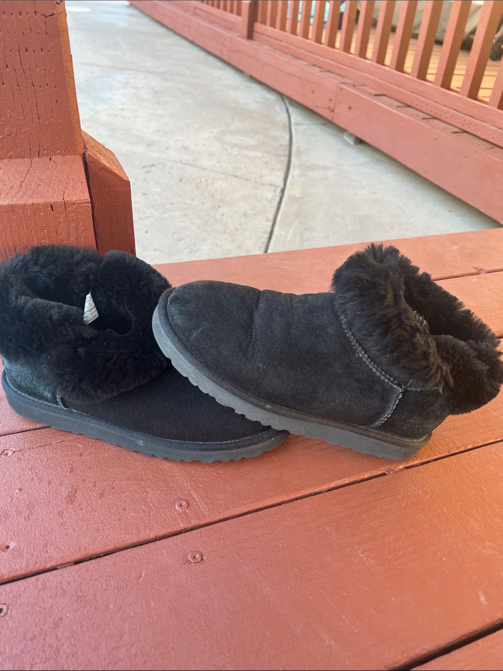 UGG Women's Black Suede Shearling Cuff Slip-On Slippers